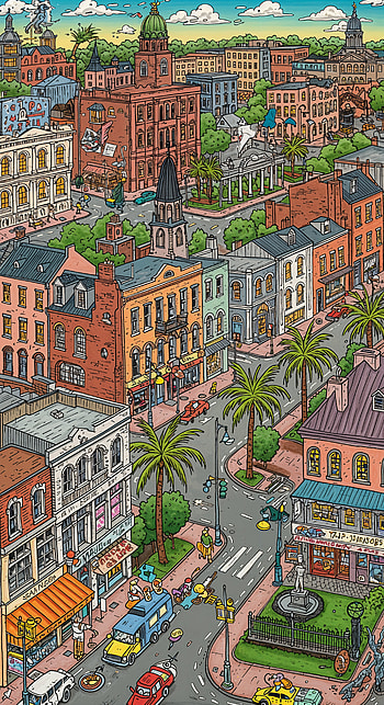 Vibrant Cityscape , cityscape, urban, architecture, palm tree HD phone wallpaper