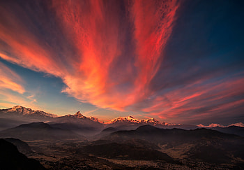 Sunset Of Tibet Mountains, sunset, mountains, nature, sky HD wallpaper