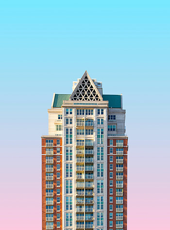 Sky, Building, Minimalism, Gradient, Facade HD phone wallpaper
