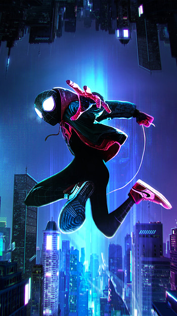 Spider-Man: Into the Spider-Verse, Animated superhero adventure, Multiverse journey, Dynamic visuals HD phone wallpaper