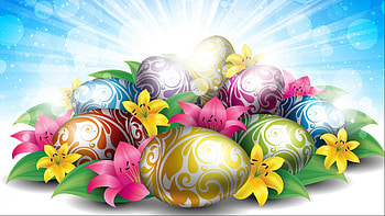 Easter Egg, Easter, Holiday, Colorful, Colors, Egg, Leaf, Lily HD wallpaper