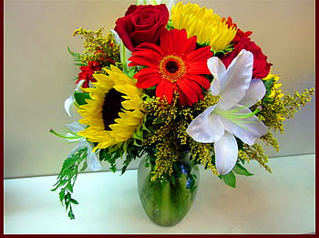 September bouquet for my D.N. friends, white, green leaves, yellow, red, vase, flowers HD wallpaper