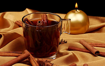 Food, Gold, Cinnamon, Cup, Cloth, Glass, Golden, Tea, Candle HD wallpaper