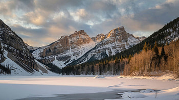 Frozen Canyon Winter Mountain, frozen, canyon, winter, mountain, sky, clouds, snow, tree, nature HD wallpaper