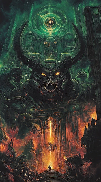 Doom Demon Gateway – Intense Gaming Art , video game, Doom HD phone wallpaper