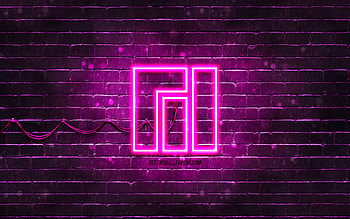 Manjaro purple logo, purple brickwall, , Manjaro new logo, Linux, Manjaro neon logo, Manjaro logo, Manjaro HD wallpaper