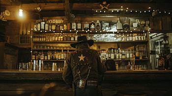 Sheriff in Old Western Saloon -, sheriff, saloon HD wallpaper