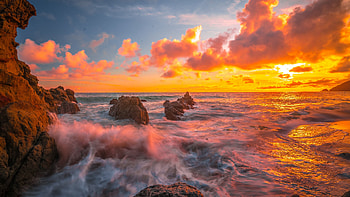 Rocky Oregon Coast, sea, colors, clouds, sky, rocks, usa HD wallpaper