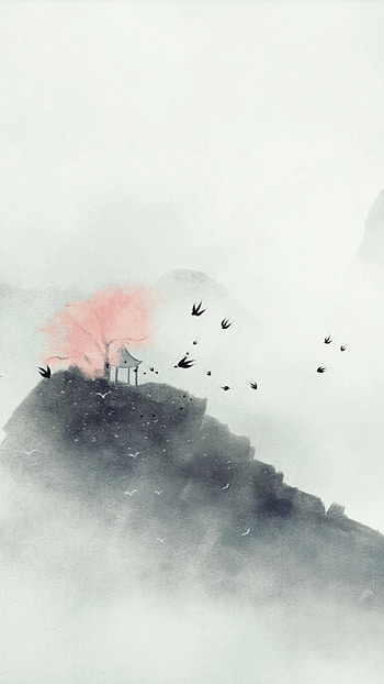 Ancient, mountain, fantasy, oriental HD phone wallpaper