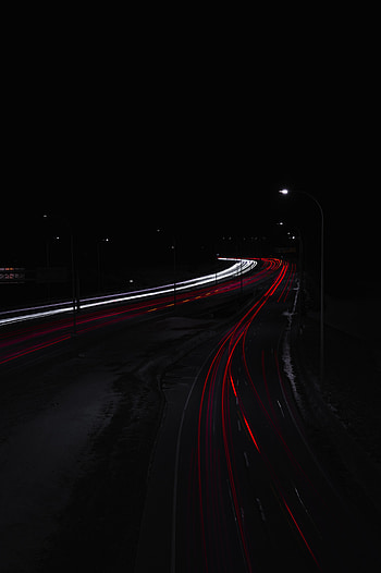 Night, Lights, Dark, Road, Long Exposure, Darkness HD phone wallpaper