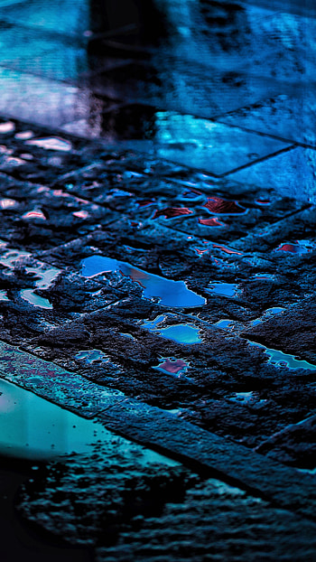 Reflection, Dark, Asphalt, Puddles HD phone wallpaper