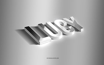 Lucy, silver 3d art, gray background, with names, Lucy name, Lucy greeting card, 3d art, with Lucy name HD wallpaper
