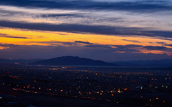 Cities, Mountains, Night, City, Lights HD wallpaper