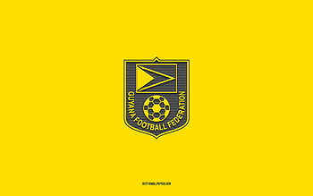 Guyana national football team, yellow background, football team, emblem, CONCACAF, Guyana, football, Guyana national football team logo, North America HD wallpaper