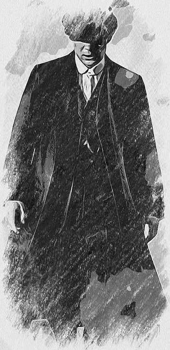 Thomas Shelby, new, art, peakyblinders, blackandwhite, serie, draw HD phone wallpaper
