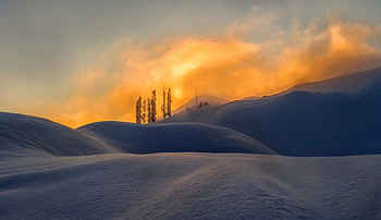 Sunset at winter, winter, nature, amazing, sunset HD wallpaper