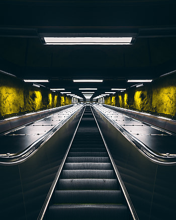 Miscellanea, Miscellaneous, Backlight, Illumination, Tunnel, Subway, Metro, Escalator HD phone wallpaper
