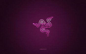 Razer logo, metal emblem, purple carbon texture, Razer, brands, purple background HD wallpaper