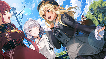 Shirogane Noel, Shiranui Flare, Houshou Marine, Anime, Virtual Youtuber HD wallpaper