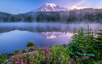 Reflection Lake, Mount Rainier mountains HD wallpaper
