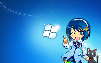Windows 7 Anime Girl with Cat - HD wallpaper