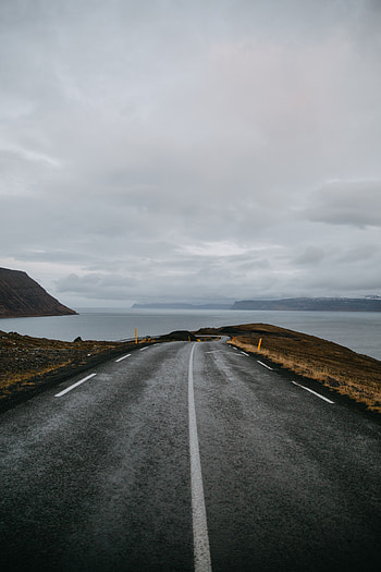 Iceland, Nature, Shore, Bank, Road, Turn, Markup, Ocean HD phone wallpaper
