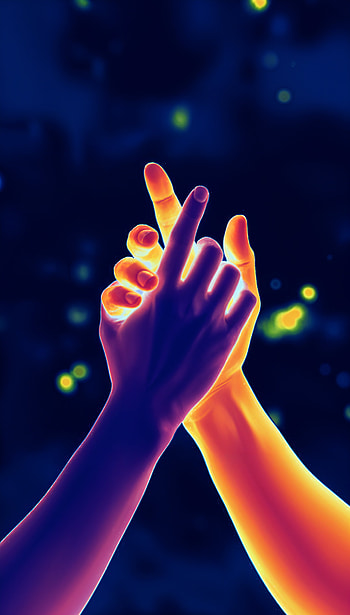 Neon Touch / Thermal Contact / Cosmic Reach, hand HD phone wallpaper