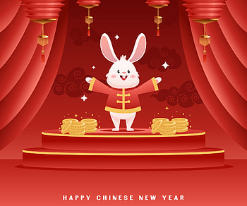 Year of the rabbit, holiday, Chinese New Year HD wallpaper