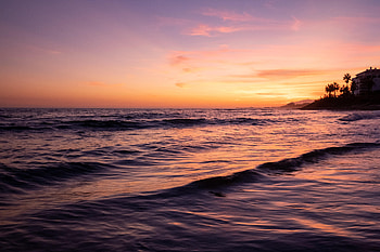 Nature, Sunset, Waves, Palms, Island HD wallpaper