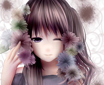 Beauty Anime Girl, sweet, white, soft, girl, beautiful, long hair, beauty, multicolor, purple, pink, anime, pretty, green, red, flowers, lovely HD wallpaper