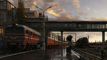 Far Away From Home, train, artstation, artist, artwork, digital-art HD wallpaper