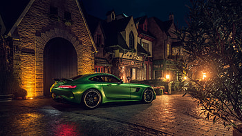 Green Mercedes AMG GT R Rear , mercedes-amg-gtr, mercedes, cars, 2018-cars HD wallpaper