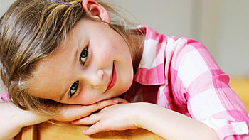 Smiley Cute Little Girl Is Sitting On Wood Chair Wearing Pink White Checked Shirt Cute HD wallpaper