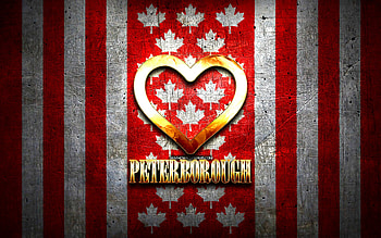I Love Peterborough, canadian cities, golden inscription, Day of Peterborough, Canada, golden heart, Peterborough with flag, Peterborough, favorite cities, Love Peterborough HD wallpaper