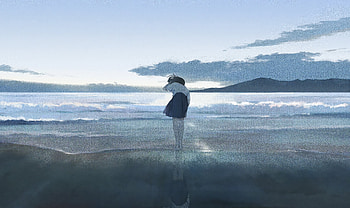 Anime Girl At Ocean View , anime-girl, anime, artist, artwork, digital-art HD wallpaper