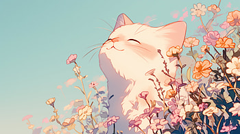 Cute Cat - Flower, cat, Anime, AI Art, flower, anime cat HD wallpaper