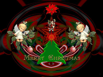 Red & Green Christmas, eye candy, abstract, 3d, fractal, collage HD wallpaper