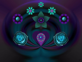 Aqua and Purple, eye candy, abstract, 3d, fractal, collage HD wallpaper