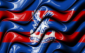 Crystal Palace flag, , blue and red 3D waves, Premier League, english football club, football, Crystal Palace logo, Crystal Palace FC, soccer HD wallpaper