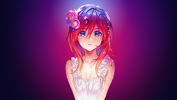 Anime Girl Water Drops Red Head Blue Eyes, anime-girl, anime, artist, artwork, digital-art, deviantart HD wallpaper