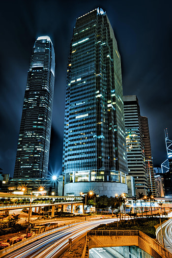 Cities, Night, City, Building, Lights, Long Exposure, Skyscrapers HD phone wallpaper