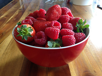 Food, Strawberry, Raspberry, Berries, Cup HD wallpaper