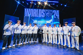 of T1's League of Legends Team at Worlds 2024, video game, esports, League Of Legends, T1, Faker (League Of Legends) HD wallpaper