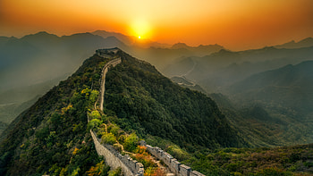 Great Wall of China Sunset HD wallpaper