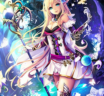 Elf, mage, anime, pretty, smile, cute, flowers HD wallpaper