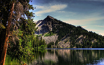 mountain, lake HD wallpaper
