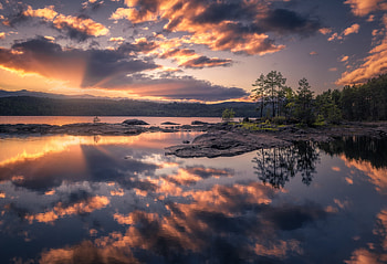 Sunset Lake, Sunset, reflection, sky, nature, lake HD wallpaper