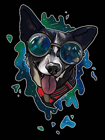 Art, Dog, Protruding Tongue, Tongue Stuck Out, Glasses, Spectacles, Collar HD phone wallpaper