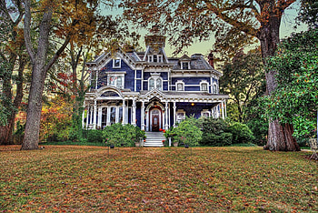 victorian style, blue, victorian, vintage, house HD wallpaper