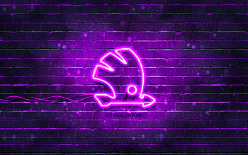 Skoda violet logo, , violet brickwall, Skoda logo, cars brands, Skoda neon logo, Skoda HD wallpaper